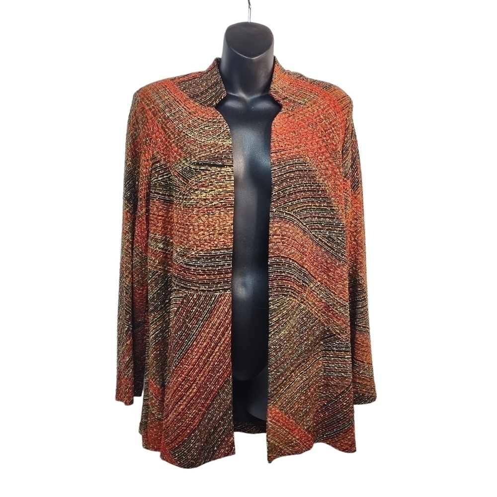 Positive Attitude Women's Multi Colors Open Front Top Cardigan Sz 12 NWT